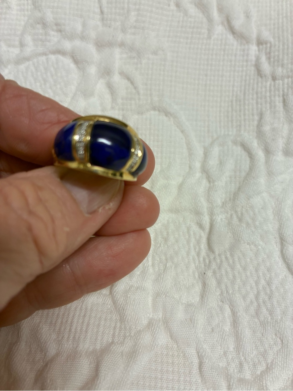 Lapis and Diamond Chip Ring - Picture 3 of 4